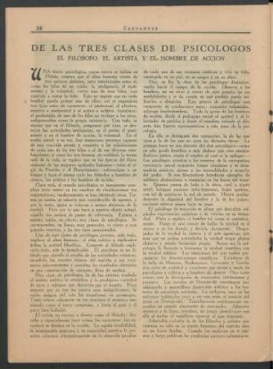 De las tres clases de psicólogos[:] el filósofo, el artista y el hombre de acción