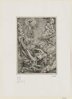 Leichnam Christi, von Engeln in Wolken getragen
