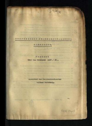 1937/38: Bericht über das Schuljahr ... - 1937/38