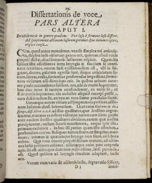 Dissertationis de voce. Pars Altera
