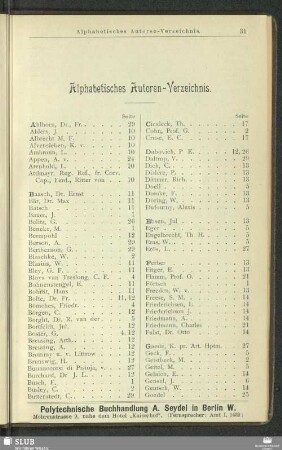 Alphabetisches Autoren-Verzeichnis