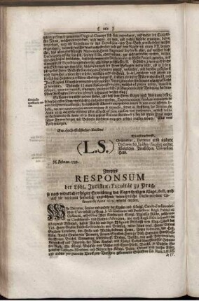 Zweytes Responsum der Löbl. Juristen-Facultät zu Prag.