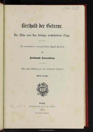 Berthold der Getreue : kulturgeschichtliche Erzählungen aus der Zeit Kaiser Heinrichs des Vierten