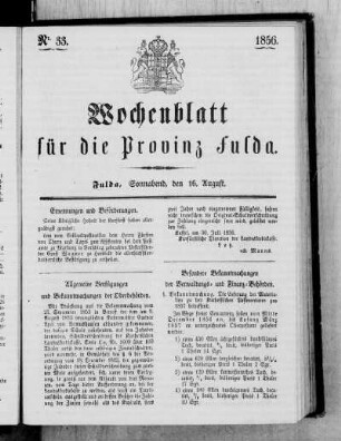 Nr. 33, Ausgabe vom 16. August 1856