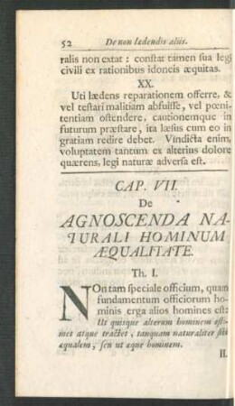 Cap. VII. De Agnoscenda Naturali Hominum Aequalitate.