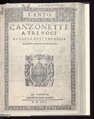 Paolo Bozi: Canzonette a tre voci. Canto