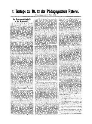 Das Genossenschaftsprinzip in der Vereinsarbeit : 2. Beilage zu Nr. 13 der Pädagogischen Reform
