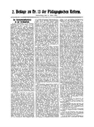Das Genossenschaftsprinzip in der Vereinsarbeit : 2. Beilage zu Nr. 13 der Pädagogischen Reform