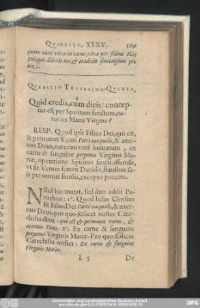 Quaestio Trigesima-Quinta. Quid credis, cum dicis: conceptus est per Spiritum sanctum, natus ex Maria Virgine?