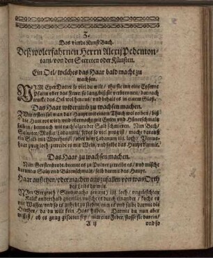 Das vierde KunstBuch. Deß wolerfahrnen Herrn Alexij Pedemontani/ von den Secreten oder Künsten
