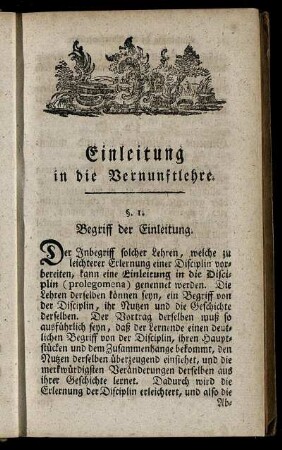 Einleitung in die Vernunftlehre.