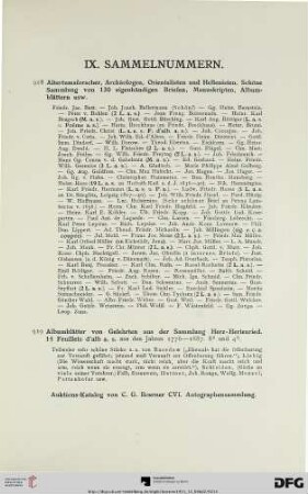IX. Sammelnummern (Nr. 918-941)