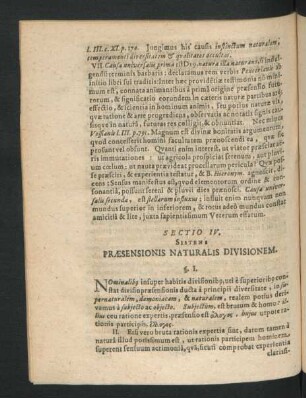 Sectio IV. Sistens Praesensionis Naturalis Divisionem.