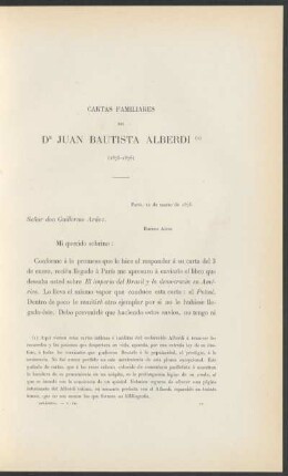 Cartas familiares del Dr. Juan Bautista Alberdi : (1875-1878)