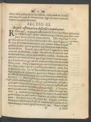 Sectio III. In qua affirmativae defensio examinatur.