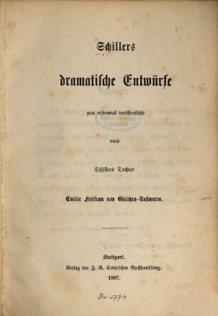 Schillers dramatische Entwürfe