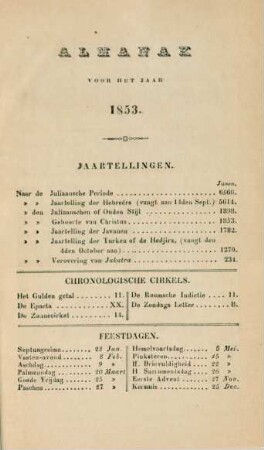 Almanak voor het jaar 1853