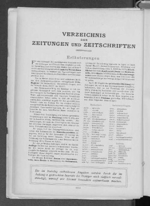 Erläuterungen zum Zeitungs-Katalog - Verzeichnis der Zeitungen und Zeitschriften