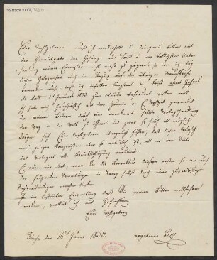 Brief an B. Schott's Söhne : 16.01.1833