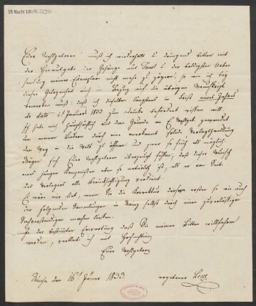 Brief an B. Schott's Söhne : 16.01.1833