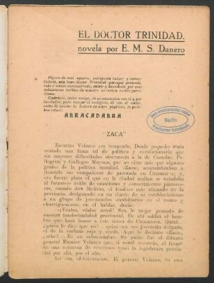 1919001700: El doctor Trinidad : novela