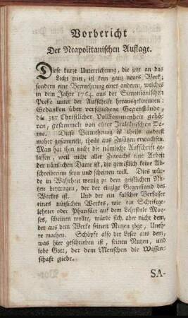 Vorbericht Der Neapolitanischen Auflage