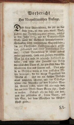 Vorbericht Der Neapolitanischen Auflage