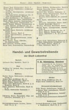 Handel- und Gewerbetreibende der Stadt Liebenthal