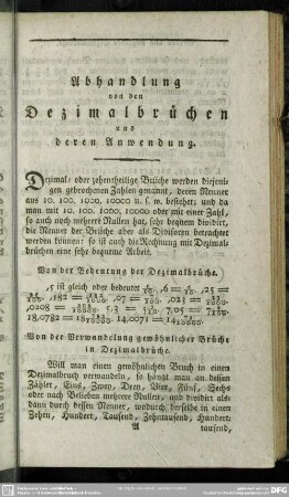 Von der Bedeutung der Dezimalbrüche