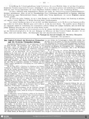 Der Central-Verband der Deutschen Uhrmacher und die Deutsche Uhrmacher-Zeitung