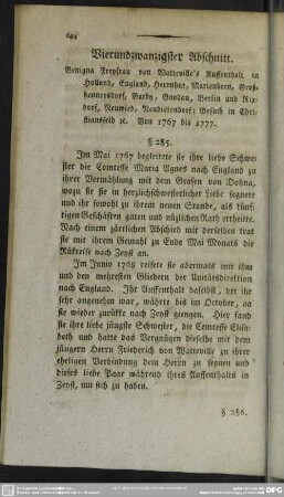 Vierundzwanzigster Abschnitt. Benigna Freyfrau von Watteville's Auffenthalt in Holland, ... 1767 bis 1777