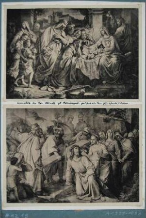 Reproduktion nach Gemälden in der Kirche in Potschappel (Freital): Die Geburt Christi, Die Kreuztragung Jesu