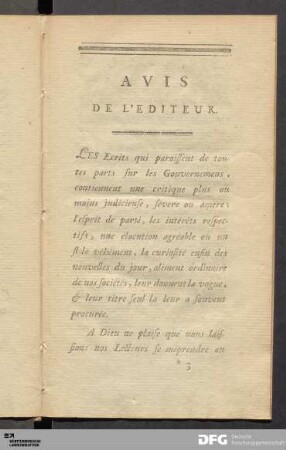 Avis De L'Editeur.
