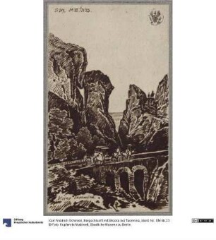 Bergschlucht mit Brücke bei Taormina