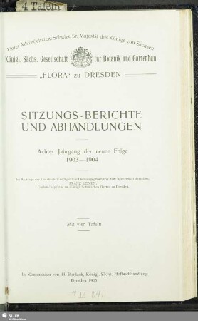 8.1903/04(1904): Sitzungsberichte und Abhandlungen der Flora