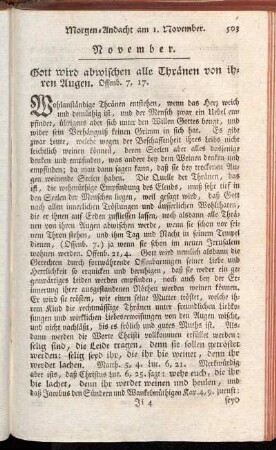 Morgen-Andacht am 1. November - Abend-Andacht am 15. November