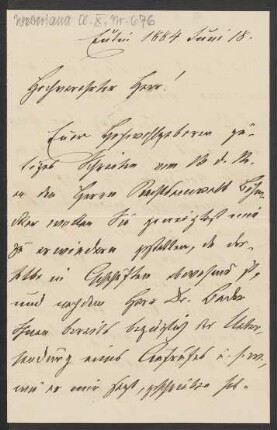 Brief an Friedrich Wilhelm Jähns : 18.06.1884