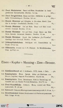 Eisen Kupfer Messing Zinn Bronze (Nr. 639-733)