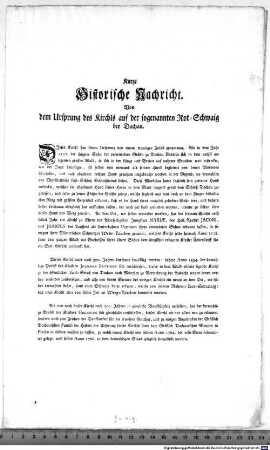 Kurze Historische Nachricht. Von dem Ursprung des Kirchls auf der sogenannten Rot-Schwaig bey Dachau