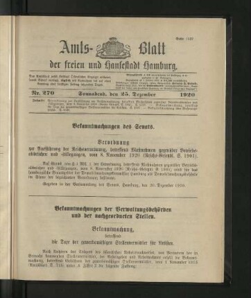 No. 270, 25. Dezember 1920