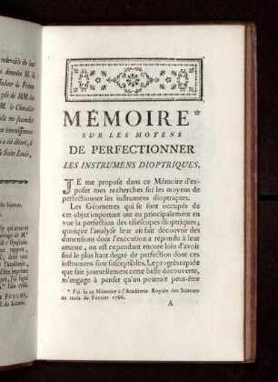 Mémoire sur les moyens de perfectionner les instrumens dioptriques.