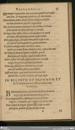 In Belinum Et Brennum Et de Connivennae in filios admirabili virtute