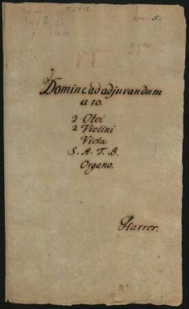 Domine ad adjuvandum; V (4), orch, org; A-Dur; HarWV 44