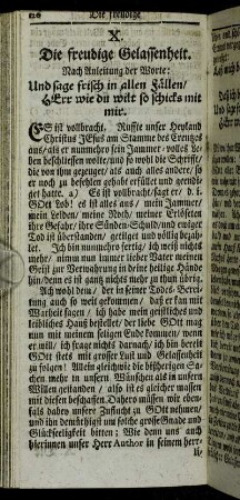 X. Die freudige Gelassenheit.
