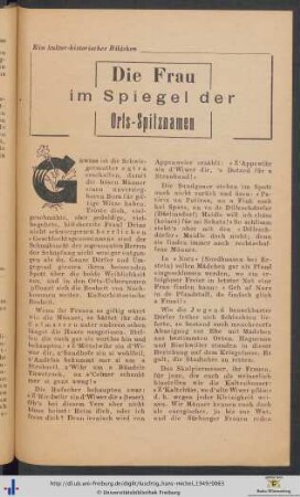 Die Frau im Spiegel der Orts-Spitznamen.