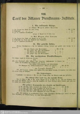 VIII. Tarif der Zittauer Dienstmann-Institute