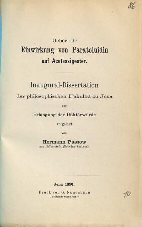 Ueber die Einwirkung von Paratoluidin auf Acetessigester