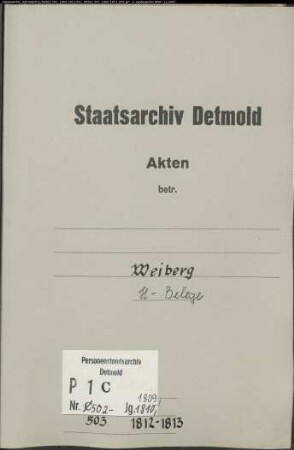 Belegakten zum Heiratsregister der katholischen Gemeinde Weiberg, Kreis Büren (1809-1810, 1812-1813)