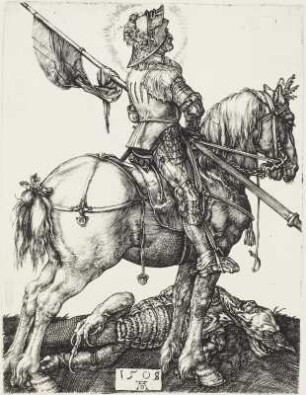 Heiliger Georg zu Pferd : Hl. Georg zu Pferde, Stich von Dürer