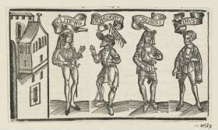 Clitipho, Menedemus, Cremes und Syrus, erstmals erschienen in: "Terentius", Straßburg 1496, fol. LXXXII